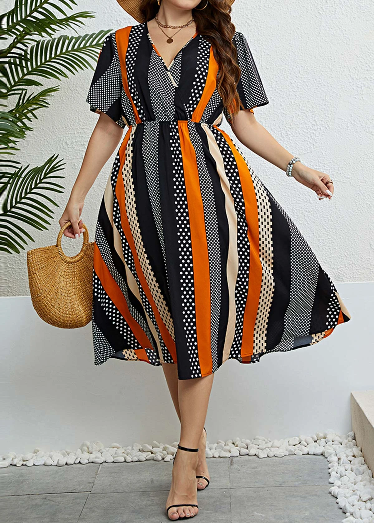 Multi Color Plus Size Short Sleeve Dress 1 Multi Color Plus Size Short Sleeve Dress