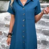 Peacock Blue Pocket Shift Dress