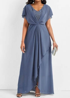 Plus Size Dusty Blue Lace Maxi Dress -Elegance Swimwear Store 332752 P 16844069498903