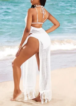 Mesh White Tassel High Slit Cover Up Dress 5 Mesh White Tassel High Slit Cover Up Dress -Elegance Swimwear Store 332891 P 16838046459211