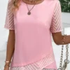 Plus Size Pink Cross Hem T Shirt
