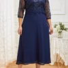 Navy Lace Patchwork Plus Size Dress