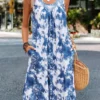 Blue Patchwork Tie Dye Print Shift Dress