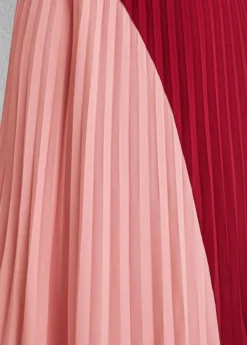 Deep Red Pleated Maxi Belted Half Sleeve Dress 9 Deep Red Pleated Maxi Belted Half Sleeve Dress -Elegance Swimwear Store 333422 P 16885456541554