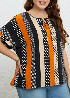 Multi Color Tie Plus Size T Shirt -Elegance Swimwear Store 333487 P 1684215312125