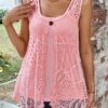 Plus Size Pink Two Piece Sleeveless Tank Top