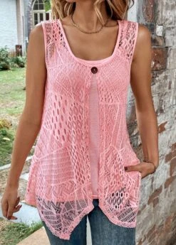 Plus Size Pink Two Piece Sleeveless Tank Top 13 Plus Size Pink Two Piece Sleeveless Tank Top -Elegance Swimwear Store 334450 P 16847450779643
