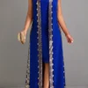 Blue Sequin Two Piece Suit Sleeveless Maxi Dress