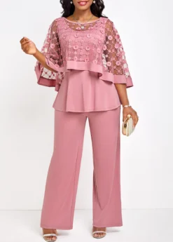 Long Three Quarter Length Sleeve Jumpsuit And Cardigan