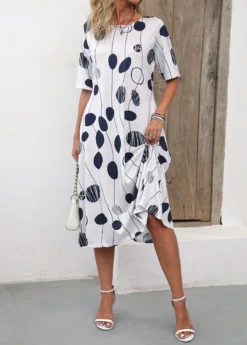 White Pocket Polka Dot Shift Dress -Elegance Swimwear Store 335058 P 16881215679862