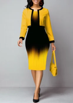 Ginger Two Piece Ombre Long Sleeve Dress