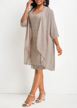 Skin Color Two Piece Dress And Cardigan -Elegance Swimwear Store 335657 P 16873427252930