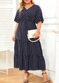 Navy Lightweigh Plus Size Polka Dot Dress -Elegance Swimwear Store 335672 P 16880200062302
