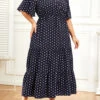 Navy Lightweigh Plus Size Polka Dot Dress