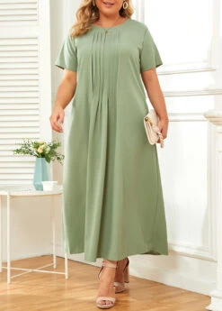 Green Pocket Plus Size Shift Dress -Elegance Swimwear Store 335824 P 16881124500162