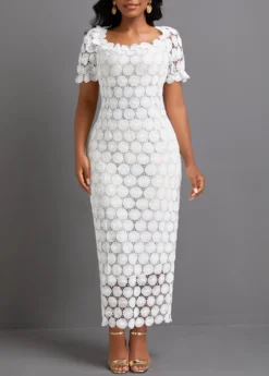 Patchwork White Split Short Sleeve Dress -Elegance Swimwear Store 336006 P 16877645071013