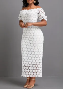 Patchwork White Split Short Sleeve Dress -Elegance Swimwear Store 336006 P 16877645077422