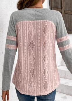 Plus Size Light Pink Twisted Long Sleeve T Shirt -Elegance Swimwear Store 336027 P 16908067745251