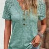 Plus Size Green Lace Short Sleeve T Shirt