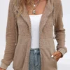 Plus Size Light Coffee Pocket Long Sleeve Hoodie