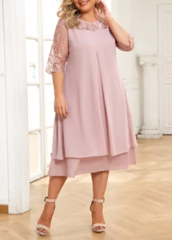 Light Pink Embroidery Plus Size A Line Dress 9 Light Pink Embroidery Plus Size A Line Dress -Elegance Swimwear Store 336287 P 16881124264733