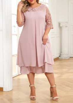 Light Pink Embroidery Plus Size A Line Dress 10 Light Pink Embroidery Plus Size A Line Dress -Elegance Swimwear Store 336287 P 16881124267464