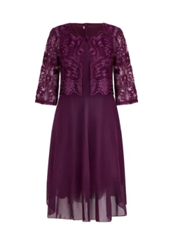 Dark Purple Lace Embroidery A Line Dress -Elegance Swimwear Store 337092 P 16980269923295