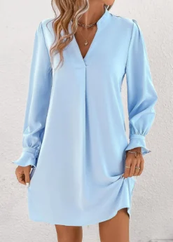 Light Blue Ruched Short Shift Dress