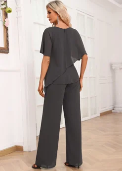 Dark Grey Layered Long Half Sleeve Jumpsuit -Elegance Swimwear Store 338568 P 16935360002421