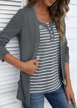 Plus Size Dark Grey Marl Fake 2in1 T Shirt 10 Plus Size Dark Grey Marl Fake 2in1 T Shirt -Elegance Swimwear Store 338681 P 16933947004954