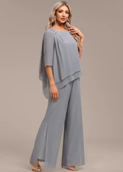 Grey Asymmetry Long Three Quarter Length Sleeve Jumpsuit 9 Grey Asymmetry Long Three Quarter Length Sleeve Jumpsuit -Elegance Swimwear Store 338853 P 16933603929233