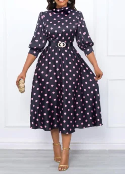 Black Cut Out Polka Dot Dress