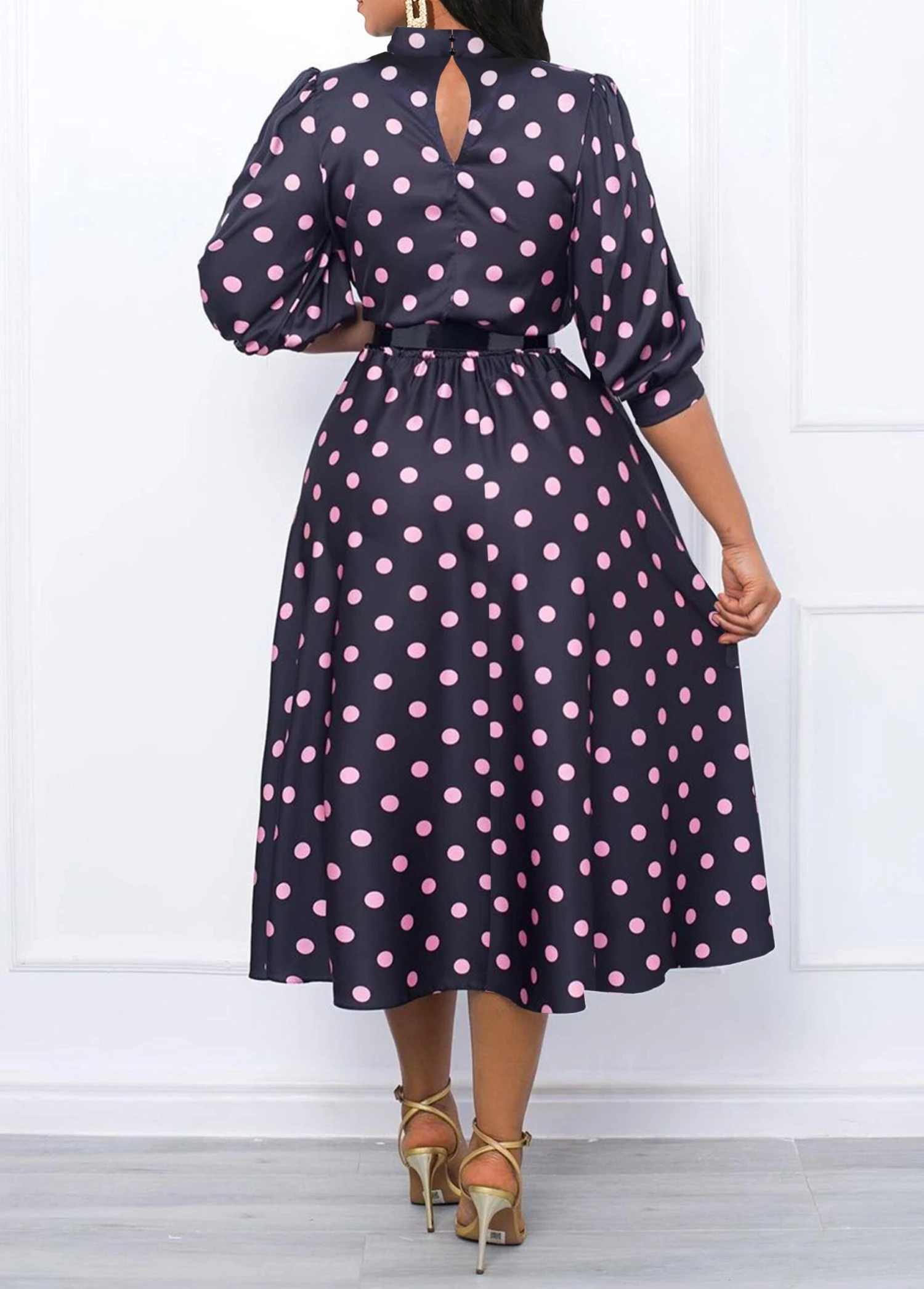 Black Cut Out Polka Dot Dress 2 Black Cut Out Polka Dot Dress - Image 2