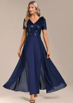 Navy Sequin Long Short Sleeve V Neck Jumpsuit 12 Navy Sequin Long Short Sleeve V Neck Jumpsuit -Elegance Swimwear Store 339805 P 16951070149633