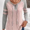 Plus Size Light Pink Twisted Long Sleeve T Shirt